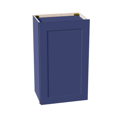 HB-W1830: Indigo Blue Shaker 18"W x 30"H 1 Door & 2 Shelves Standard Wall Cabinet