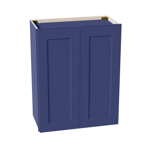 HB-W2430: Indigo Blue Shaker 24"W x 30"H 2 Doors & 2 Shelves Standard Wall Cabinet