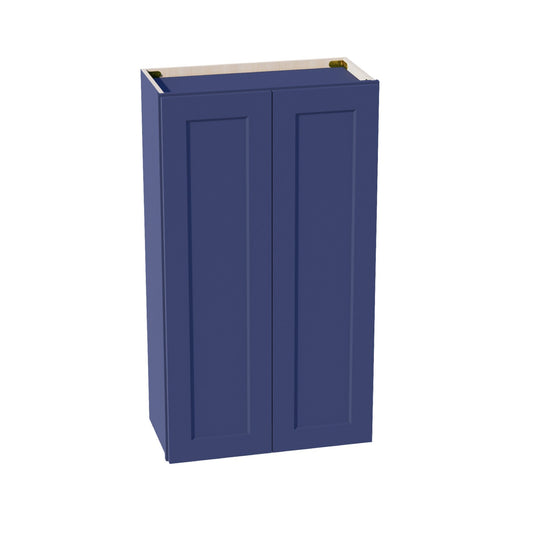 HB-W2442: Indigo Blue Shaker 24"W x 42"H 2 Doors & 3 Shelves Standard Wall Cabinet