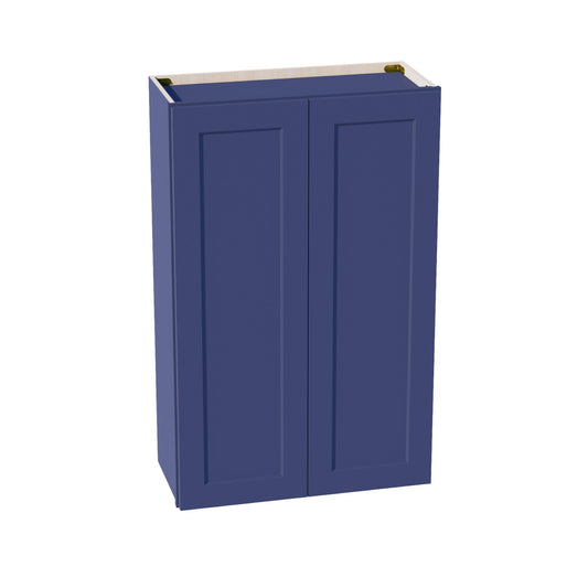 HB-W2742: Indigo Blue Shaker 27"W x 42"H 2 Doors & 3 Shelves Standard Wall Cabinet