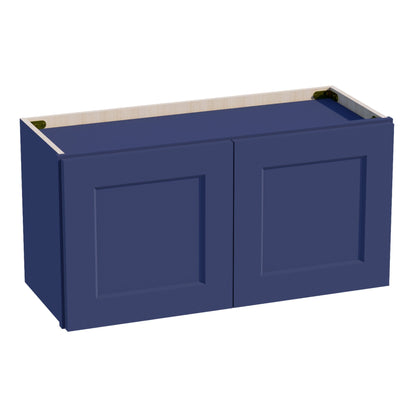 HB-W3015: Indigo Blue Shaker 30"W x 15"H 2 Doors Standard Wall Bridge Cabinet