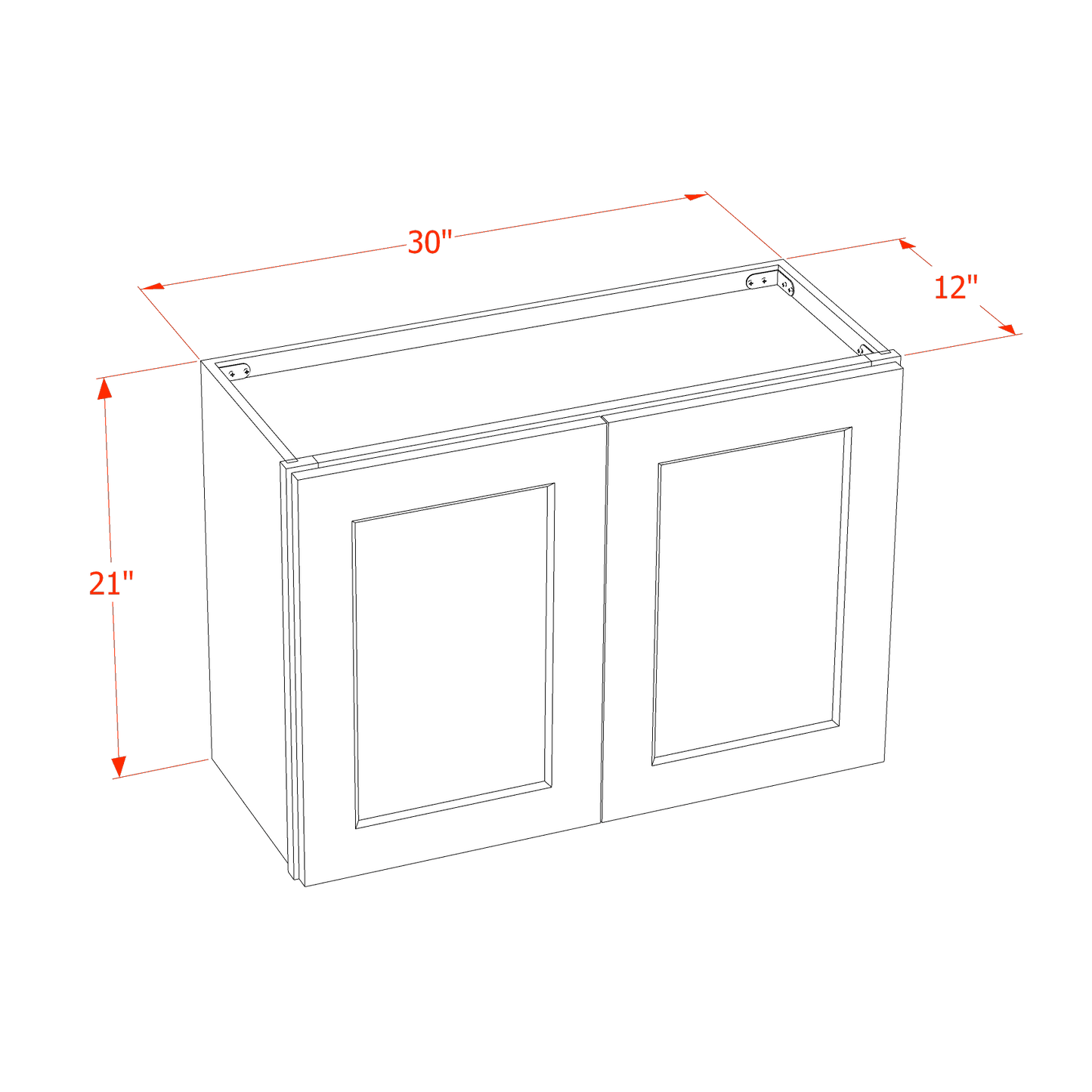 HB-W3021: Indigo Blue Shaker 30"W x 21"H 2 Doors Standard Wall Bridge Cabinet