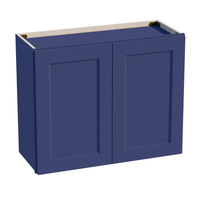 HB-W3024: Indigo Blue Shaker 30"W x 24"H 2 Doors Standard Wall Bridge Cabinet