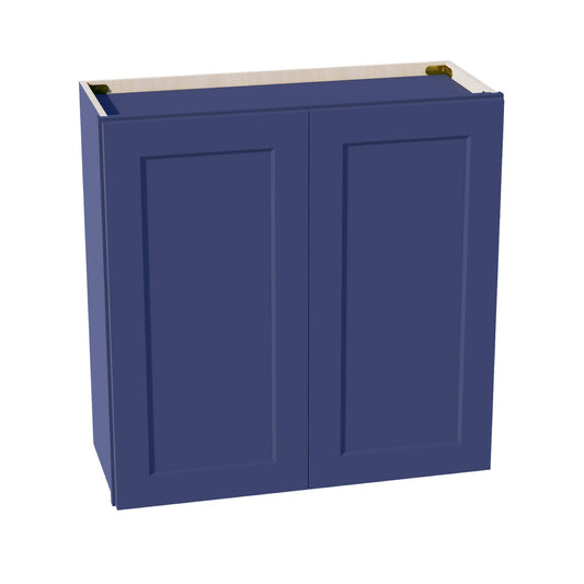 HB-W3030: Indigo Blue Shaker 30"W x 30"H 2 Doors & 2 Shelves Standard Wall Cabinet