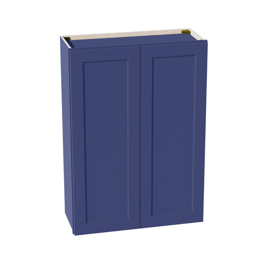 HB-W3042: Indigo Blue Shaker 30"W x 42"H 2 Doors & 3 Shelves Standard Wall Cabinet