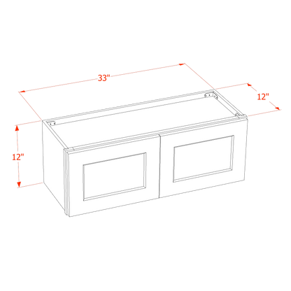 HB-W3312: Indigo Blue Shaker 33"W x 12"H 2 Doors Standard Wall Bridge Cabinet