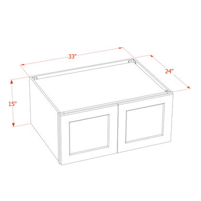 HB-W331524: Indigo Blue Shaker 33"W x 15"H x 24"D 2 Doors Standard Bridge Wall Cabinet