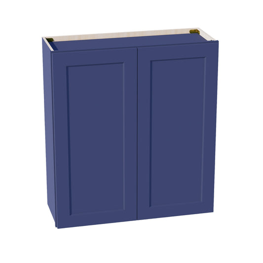 HB-W3336: Indigo Blue Shaker 33"W x 36"H 2 Doors & 2 Shelves Standard Wall Cabinet