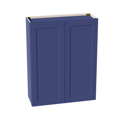 HB-W3342: Indigo Blue Shaker 33"W x 42"H 2 Doors & 3 Shelves Standard Wall Cabinet