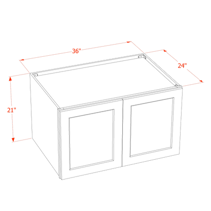 HB-W362124: Indigo Blue Shaker 36"W x 21"H x 24"D 2 Doors & 1 Shelf Standard Bridge Wall Cabinet