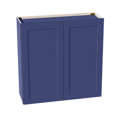 HB-W3636: Indigo Blue Shaker 36"W x 36"H 2 Doors & 2 Shelves Standard Wall Cabinet