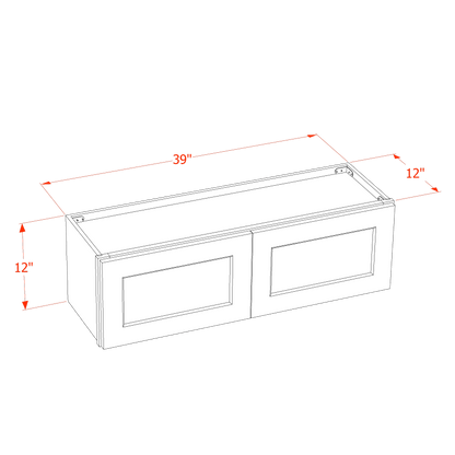 HB-W3912: Indigo Blue Shaker 39"W x 12"H 2 Doors Standard Wall Bridge Cabinet