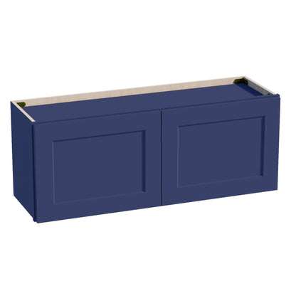 HB-W3915: Indigo Blue Shaker 39"W x 15"H 2 Doors Standard Wall Bridge Cabinet