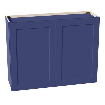 HB-W3930: Indigo Blue Shaker 39"W x 30"H 2 Doors & 2 Shelves Standard Wall Cabinet