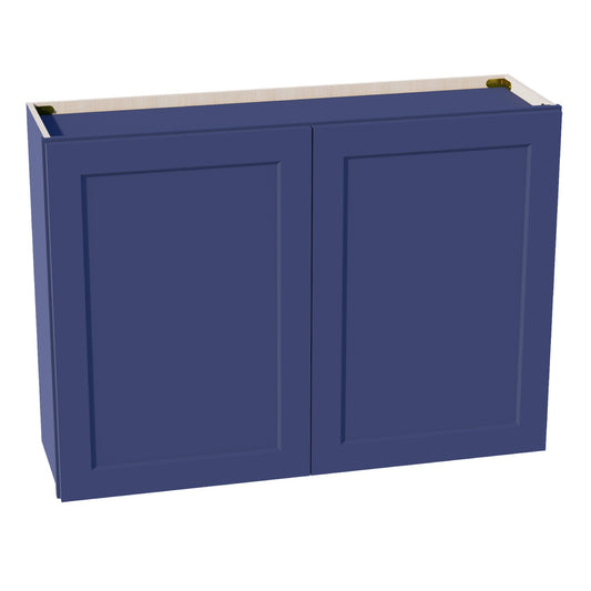 HB-W4230: Indigo Blue Shaker 42"W x 30"H 2 Doors & 2 Shelves Standard Wall Cabinet