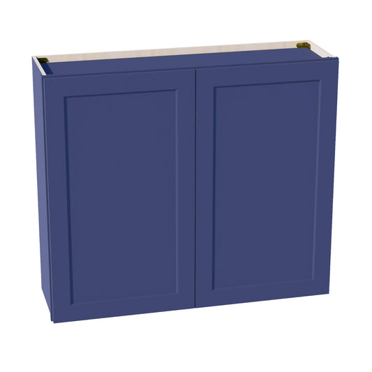 HB-W4236: Indigo Blue Shaker 42"W x 36"H 2 Doors & 2 Shelves Standard Wall Cabinet