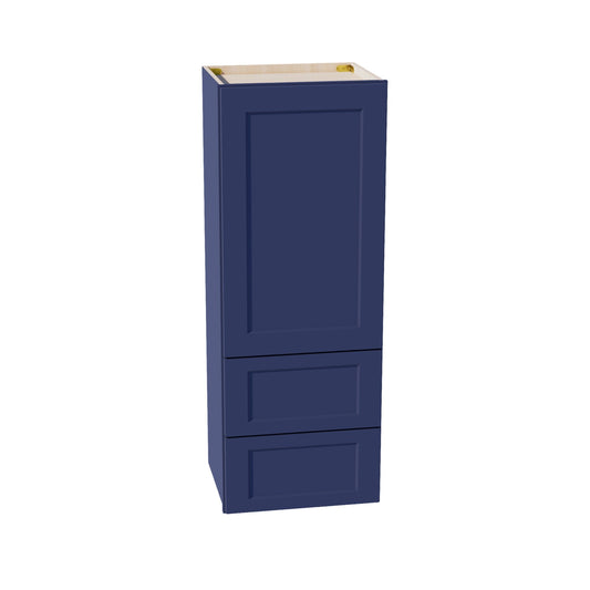 HB-WD1848: Indigo Blue Shaker 18"W x 48"H 1 Door & 2 Drawers Special Wall Cabinet