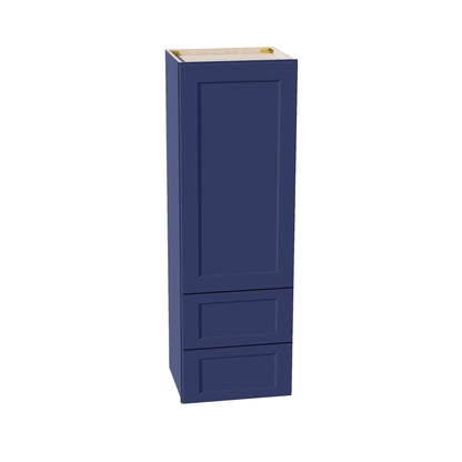 HB-WD1854: Indigo Blue Shaker 18"W x 54"H 1 Door & 2 Drawers Special Wall Cabinet