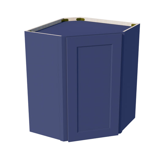 HB-WDC2430: Indigo Blue Shaker 24"W x 30"H 1 Door & 2 Shelves Diagonal Wall Corner Cabinet