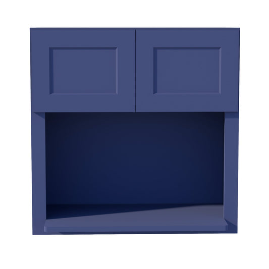 HB-WM3030: Indigo Blue Shaker 30"W x 30"H 2 Doors Wall Built-in Microwave Cabinets