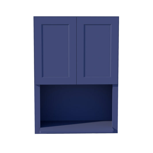 HB-WM3042: Indigo Blue Shaker 30"W x 42"H 2 Door & 1 Shelf Wall Built-in Microwave Cabinets