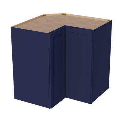 HB-WPC2442: Indigo Blue Shaker 24"W x 42"H 1 Door & 3 Shelves Pie Cut Wall Corner Cabinet