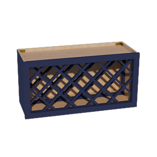 HB-WR3015: Indigo Blue Shaker 30"W x 15"H x 12"D Wall Wine Rack Incl. Shelf