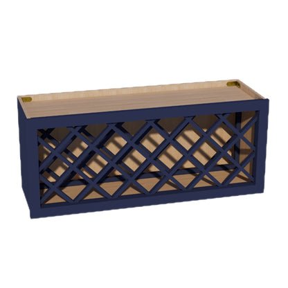 HB-WR3615: Indigo Blue Shaker 36"W x 15"H x 12"D Wall Wine Rack Incl. Shelf