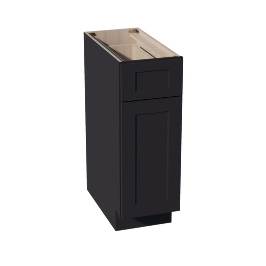 HE-B12: Ebony Black Shaker 12" 1 Drawer 1 Door Standard Base Cabinet