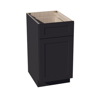 HE-B18: Ebony Black Shaker 18" 1 Drawer 1 Door Standard Base Cabinet