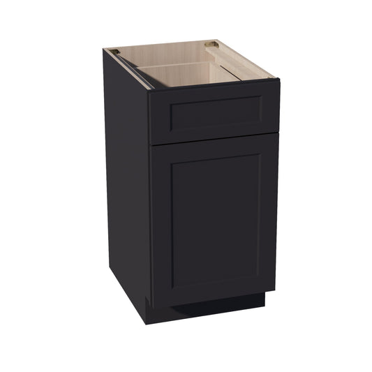 HE-B18TR: Ebony Black Shaker 18" 1 Drawer Trash Pull Out Base Cabinet