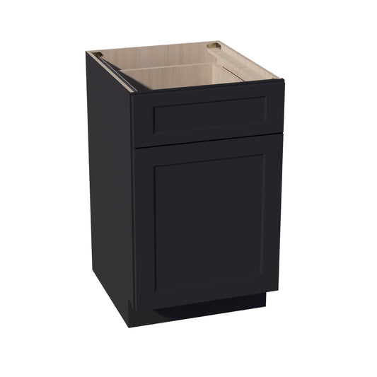 HE-B21: Ebony Black Shaker 21" 1 Drawer 1 Door Standard Base Cabinet