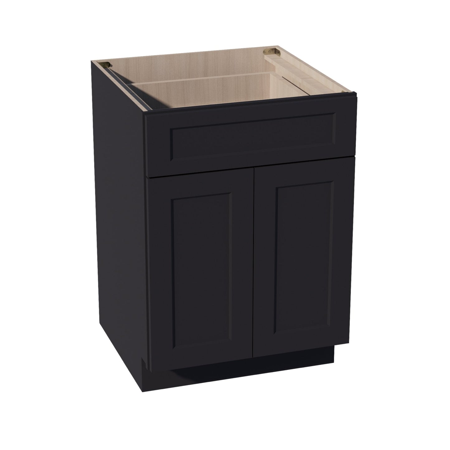 HE-B24: Ebony Black Shaker 24" 1 Drawer 2 Doors Standard Base Cabinet