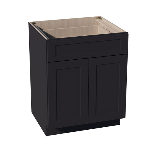 HE-B27: Ebony Black Shaker 27" 1 Drawer 2 Doors Standard Base Cabinet