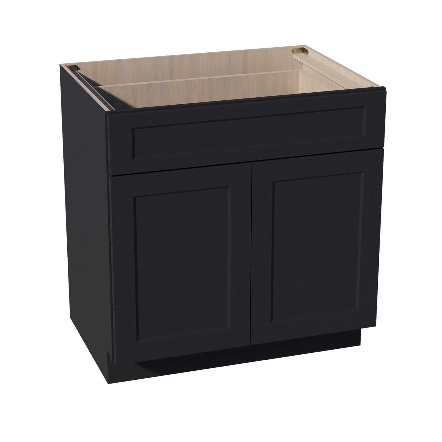 HE-B33: Ebony Black Shaker 33" 1 Drawer 2 Doors Standard Base Cabinet