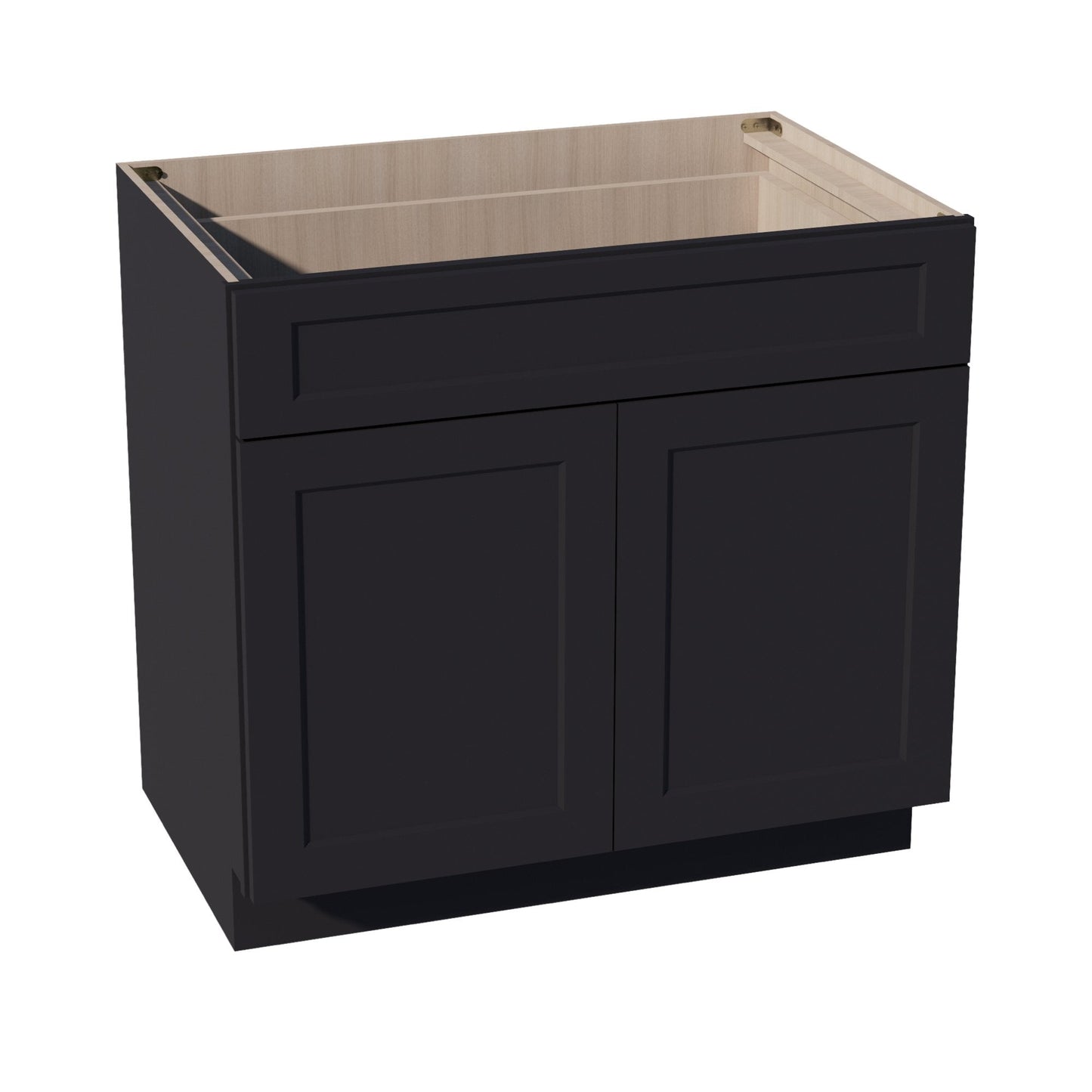 HE-B36: Ebony Black Shaker 36" 1 Drawer 2 Doors Standard Base Cabinet