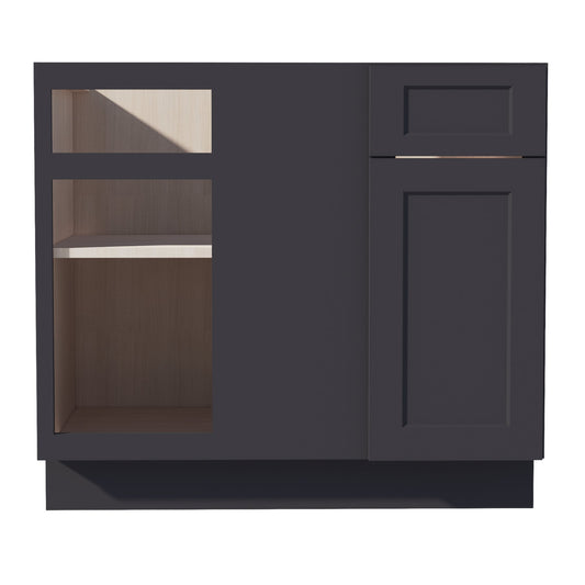 HE-BBC39/42: Ebony Black Shaker 39" 1 Door - 1 Drawer Blind Corner Base Cabinet