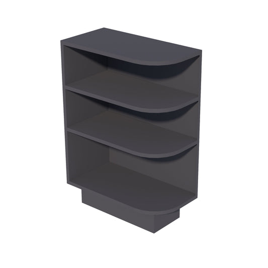 HE-BES12L: Ebony Black Shaker 12" 4 Shelves End Shelf Corner Base Cabinets (Left Open)