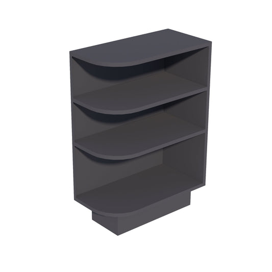 HE-BES12R: Ebony Black Shaker 12" 4 Shelves End Shelf Corner Base Cabinets (Right Open)