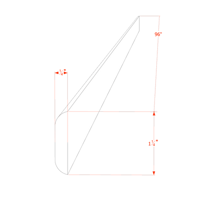 HE-BM1-1/4: Ebony Black Shaker 96"W x 1-1/4"H x 1/4"D Batten Molding