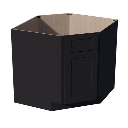 HE-DSB36: Ebony Black Shaker 36" 1 Door 1 False Drawer Corner Sink Base Cabinets