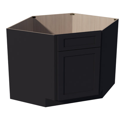 HE-DSB42: Ebony Black Shaker 42" 1 Door - 1 False Drawer Corner Sink Base Cabinets