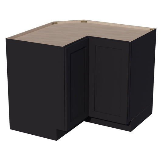 HE-LSB36: Ebony Black Shaker 36" 2 Doors Lazy Susan Corner Base Cabinet