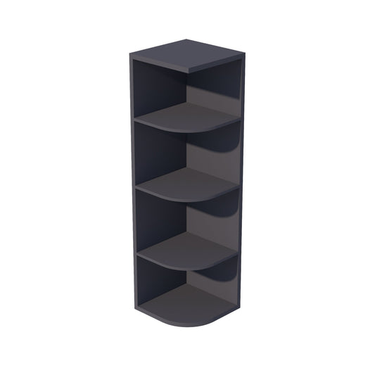 HE-OE1242: Ebony Black Shaker 12"W x 42"H 4 Shelves Wall End Shelf Cabinet