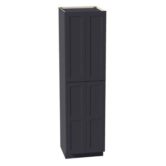 HE-TP2490: Ebony Black Shaker 24"W x 90"H x 24"D 4 Door & 5 Shelves Tall Shelf Pantry Cabinets