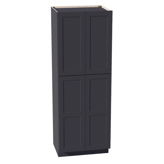 HE-TP3084: Ebony Black Shaker 30"W x 84"H x 24"D 4 Door & 5 Shelves Tall Shelf Pantry Cabinets