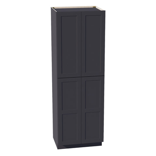 HE-TP3090: Ebony Black Shaker 30"W x 90"H x 24"D 4 Door & 5 Shelves Tall Shelf Pantry Cabinets