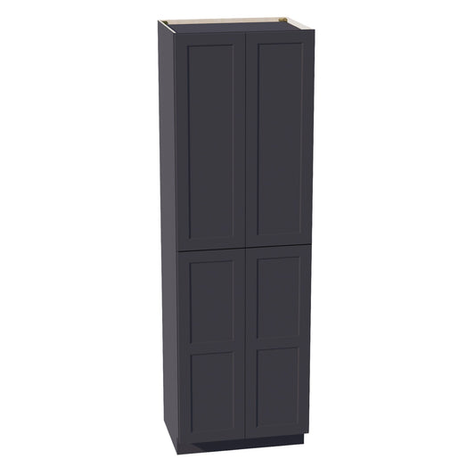 HE-TP3096: Ebony Black Shaker 30"W x 96"H x 24"D 2 Doors & 6 Shelves Tall Shelf Pantry Cabinets