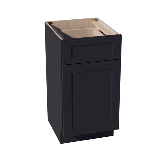 HE-VB1821: Ebony Black Shaker 18"W x 34-1/2"H x 21"D 1 Door & 1 Drawer Single Door Vanity Base Cabinets