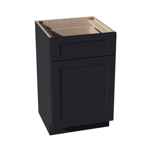 HE-VB2121: Ebony Black Shaker 21"W x 34-1/2"H x 21"D 1 Door & 1 Drawer Single Door Vanity Base Cabinets